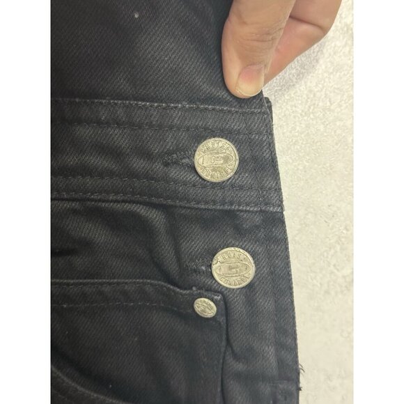 VINTAGE DEADSTOCK Womens Black Jean Denim Overalls Jumpsuit 38x34 Paint 90s Y2k - Picture 6 of 12